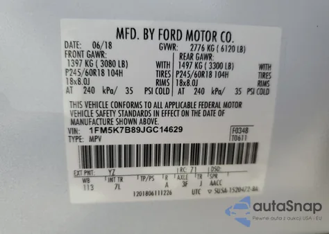 2018 Ford Explorer from USA, damaged, VIN 1FM5K7B89JGC14629